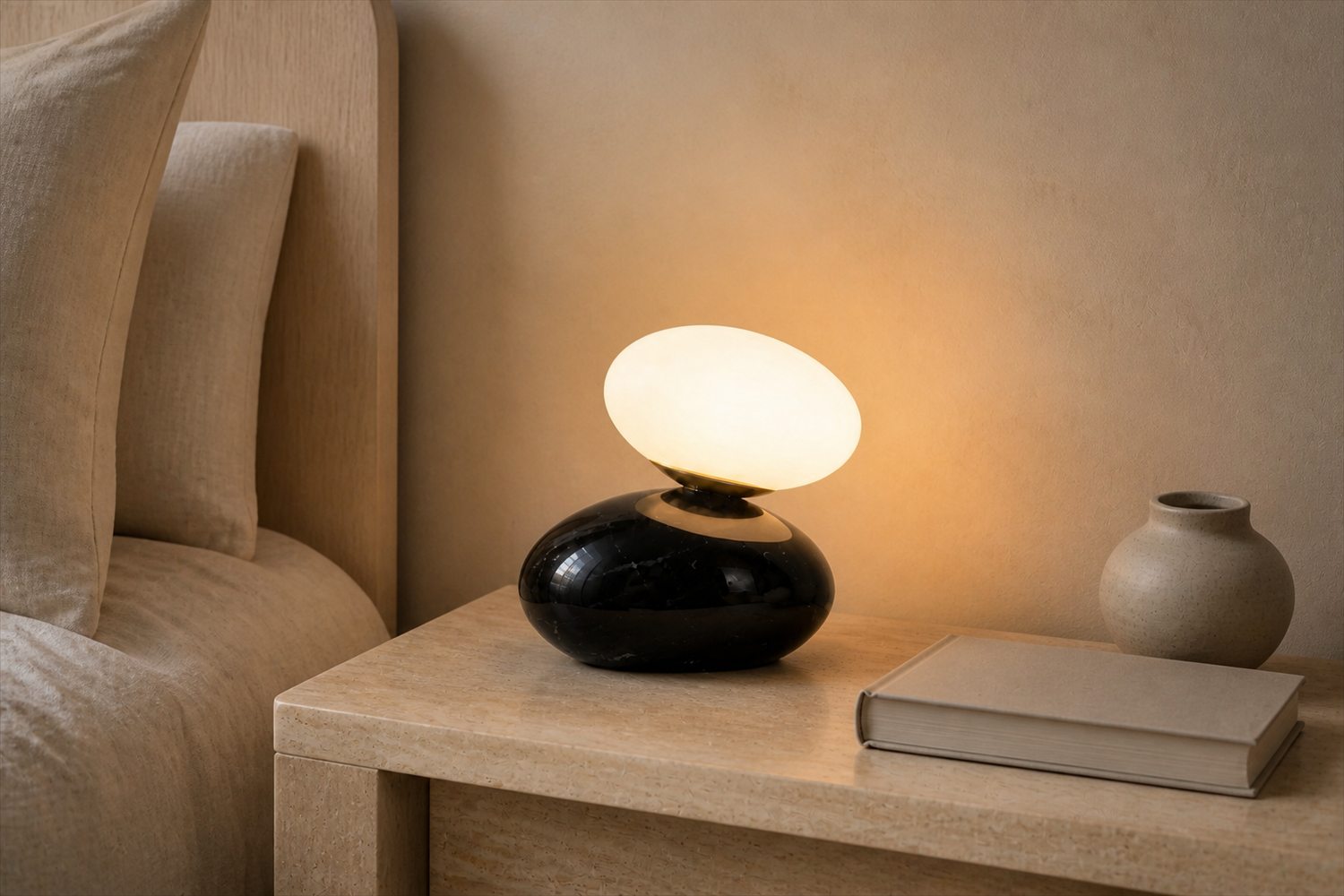 Halo Table Lamp in a warm minimal interior
