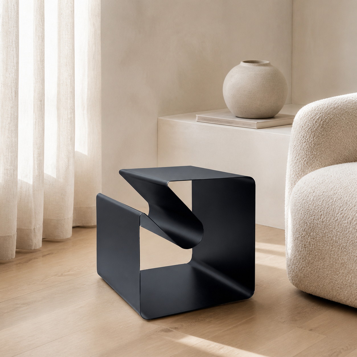 Vespera side table in a calm living room